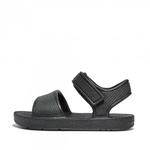 Kids' Fitflop Iqushion Eva Back-Strap Sandals Black | IN-QGJRF5647