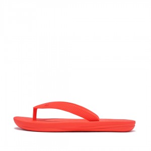 Kids' Fitflop Iqushion Rubber Flip Flops Red | IN-RTJWC1735