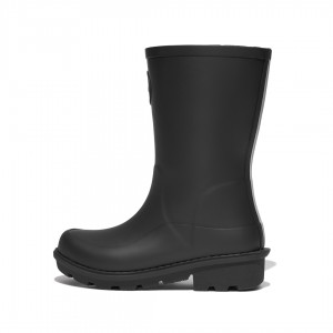 Kids' Fitflop Wonderwelly Natural Mix Welly Rubber Boots Black | IN-XCZMF7289