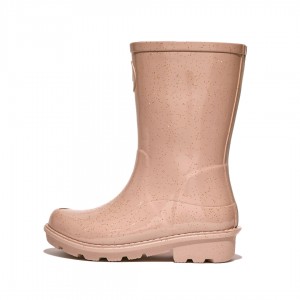 Kids' Fitflop Wonderwelly Natural Mix Welly Rubber Boots Rose Gold | IN-BMFJG3145