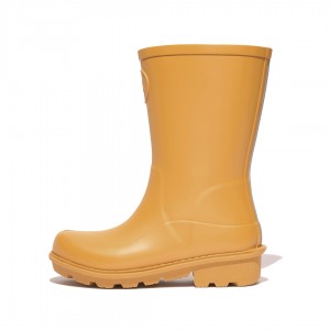 Kids' Fitflop Wonderwelly Natural Mix Welly Rubber Boots Yellow | IN-SVPWB7042