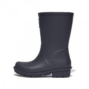 Kids' Fitflop Wonderwelly Natural Mix Welly Rubber Boots Black | IN-QDMAY7048