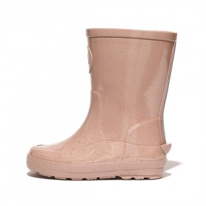 Kids' Fitflop Wonderwelly Natural Rubber Mix Rain Boots Gold | IN-KXISE9648