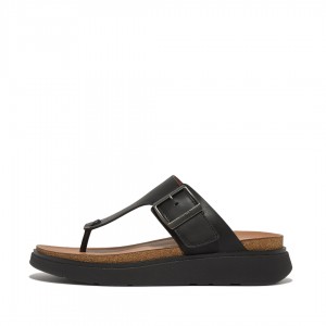 Men's Fitflop Gen-Ff Toe Thongs Black | IN-YXESH6498