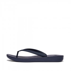 Men's Fitflop Iqushion Rubber Flip Flops Navy | IN-TSCNQ9410