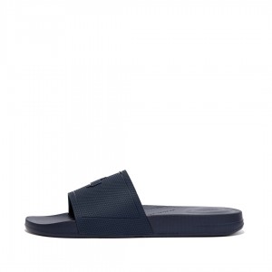 Men's Fitflop Iqushion Rubber Slides Navy | IN-DLEGI3724