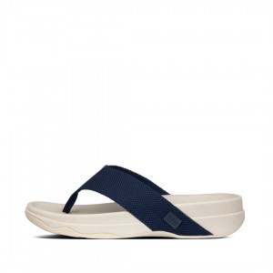 Men's Fitflop Surfer Polyester Toe-Post Sandals Blue | IN-OAQCY4059