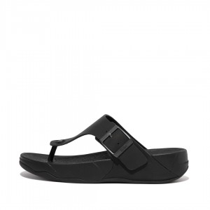 Men's Fitflop Trakk Ii Nubuck Toe Thongs Black | IN-JVZPI5792