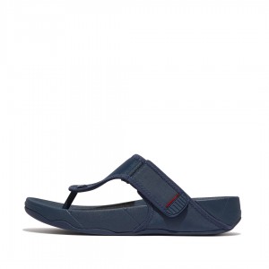 Men's Fitflop Trakk Ii Polyester Faux Toe Thongs Blue | IN-RCNLD7216