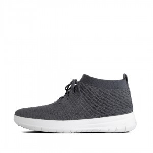 Men's Fitflop Uberknit Textile Sneakers Dark Grey | IN-JSPQD8369