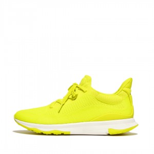 Men's Fitflop Vitamin-Ffx Polyester Knit Lycra Tpu Sneakers Yellow | IN-PNZTX3470