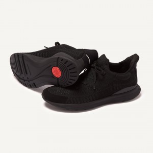 Men's Fitflop Vitamin Ffx Knit Sports Sneakers Black | IN-GFORI1286