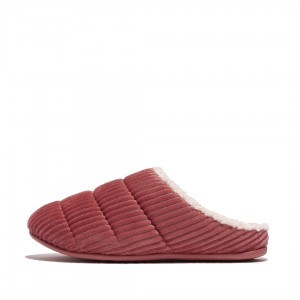 Women's Fitflop Chrissie Corduroy Polyester Slippers Red | IN-WHBEP8931