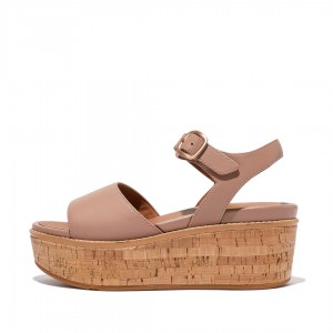 Women's Fitflop Eloise Cork Wrap Wedge Sandals Beige | IN-WCQAM8057