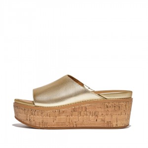 Women's Fitflop Eloise Cork Wrap Wedge Sandals Gold | IN-YXPND7583