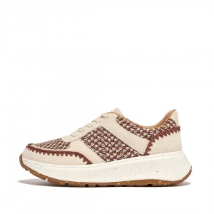 Women's Fitflop F-Mode Crochet Knit Polyester Sneakers Grey Brown | IN-NBHOX1650