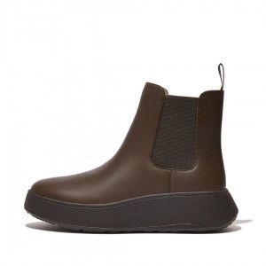 Women's Fitflop F-Mode Flatform Chelsea Boots Brown | IN-DNOHQ9548