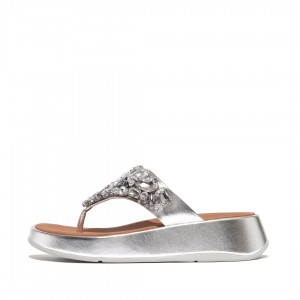 Women's Fitflop F-Mode Flip Flops Silver | IN-KLXAO8197