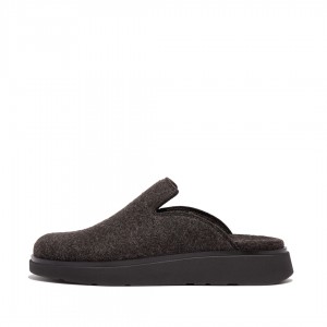 Women's Fitflop Gen-Ff Felt Polyester Mules Black | IN-UJDAQ6734