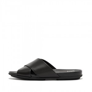 Women's Fitflop Gracie Cross Slides Slides Black | IN-OQSCI5163