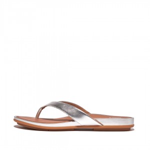 Women's Fitflop Gracie Flip Flops Silver | IN-EQMJN0176