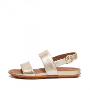 Women's Fitflop Gracie Leather Back-Strap Sandals Gold | IN-KNBMU9021