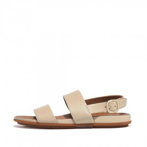 Women's Fitflop Gracie Leather Back-Strap Sandals Beige | IN-SBQMZ8102