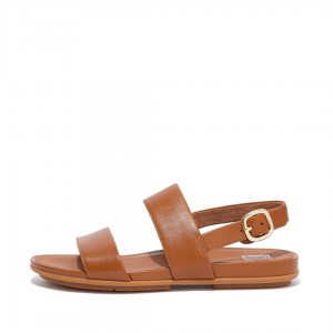 Women's Fitflop Gracie Leather Back-Strap Sandals Brown | IN-LPZJE4093