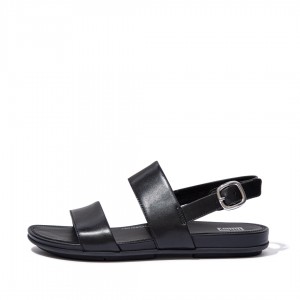 Women's Fitflop Gracie Leather Back-Strap Sandals Black | IN-BEZAT6321