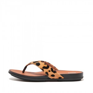 Women's Fitflop Gracie Leopard Print Flip Flops Leopard | IN-DKFNM1269