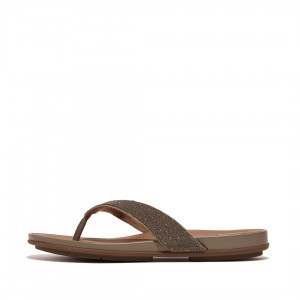 Women's Fitflop Gracie Microfibre Flip Flops Flip Flops Brown | IN-MVPDH1286