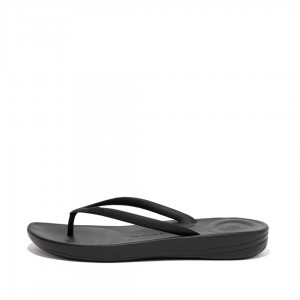 Women's Fitflop Iqushion Ergonomc Flip Flops Black | IN-ATYKC3750