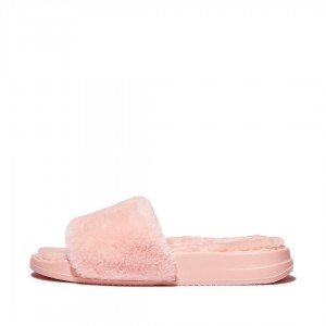 Women's Fitflop Iqushion Shearling Slides Slides Pink | IN-XLIEW6085