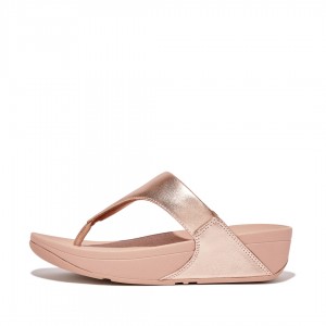 Women's Fitflop Lulu Leather Toe-Post Sandals Rose Gold | IN-KUOQA6372