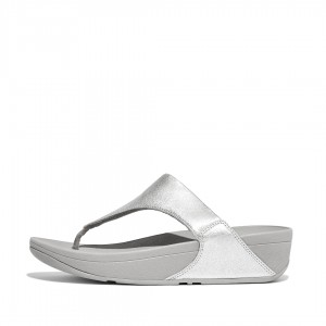 Women's Fitflop Lulu Leather Toe-Post Sandals Silver | IN-VMZRD2470