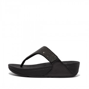 Women's Fitflop Lulu Microfibre Faux Leather (Pu) Thongs Toe-Post Sandals Black | IN-WBIRZ1063