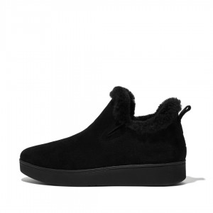 Women's Fitflop Rally Slip On Sneakers Black | IN-ONHYS5271