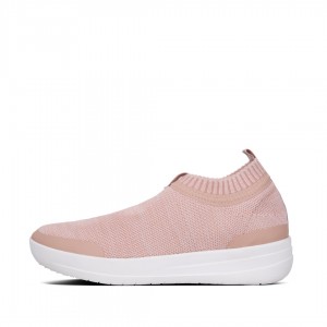 Women's Fitflop Uberknit Nylon Mix Knit Tpu Rubber Sneakers Pink | IN-ZQSOI4376