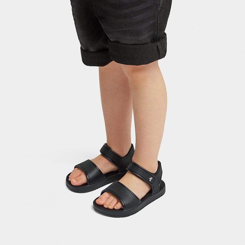 Kids' Fitflop Iqushion Eva Back-Strap Sandals Black | IN-MGXIY6347