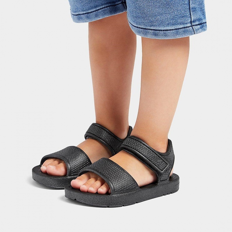 Kids' Fitflop Iqushion Eva Back-Strap Sandals Black | IN-QGJRF5647