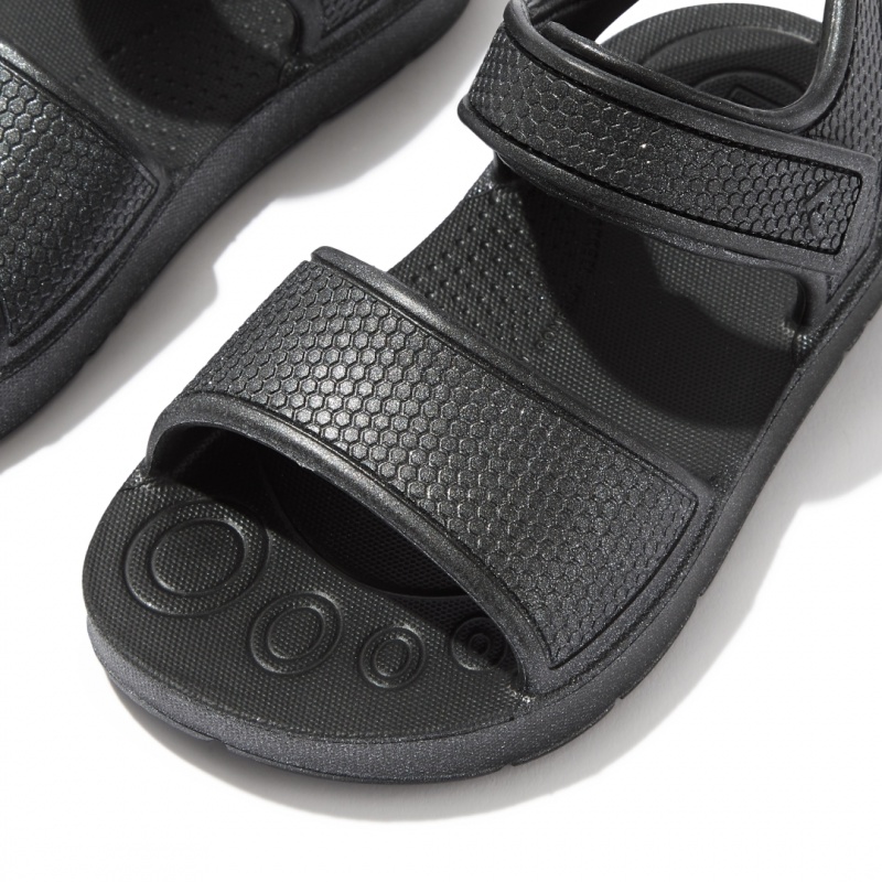 Kids' Fitflop Iqushion Eva Back-Strap Sandals Black | IN-QGJRF5647