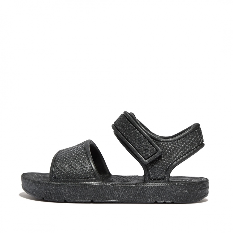 Kids\' Fitflop Iqushion Eva Back-Strap Sandals Black | IN-QGJRF5647