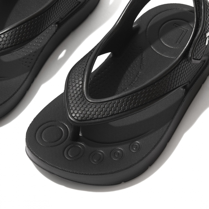 Kids' Fitflop Iqushion Eva Back Straps Flip Flops Black | IN-DTNBX9263