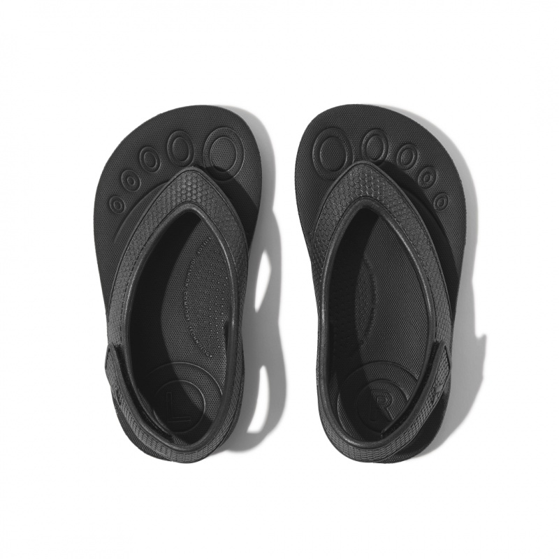 Kids' Fitflop Iqushion Eva Back Straps Flip Flops Black | IN-SVFRE9043