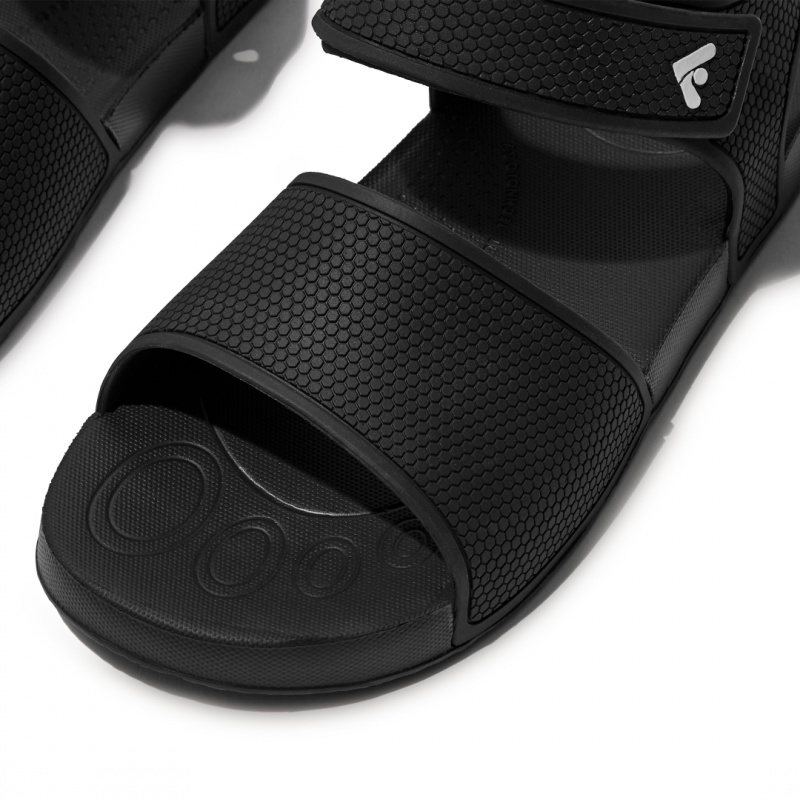 Kids' Fitflop Iqushion Rubber Back-Strap Sandals Black | IN-JSZQT0835