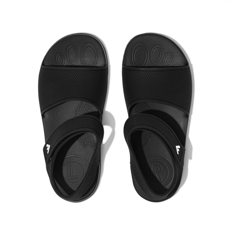 Kids' Fitflop Iqushion Rubber Back-Strap Sandals Black | IN-JSZQT0835