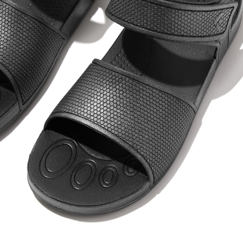 Kids' Fitflop Iqushion Rubber Back-Strap Sandals Black | IN-AUDMW6312