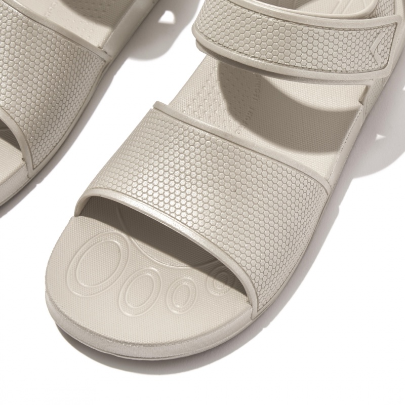 Kids' Fitflop Iqushion Rubber Back-Strap Sandals Silver | IN-KFECY9745