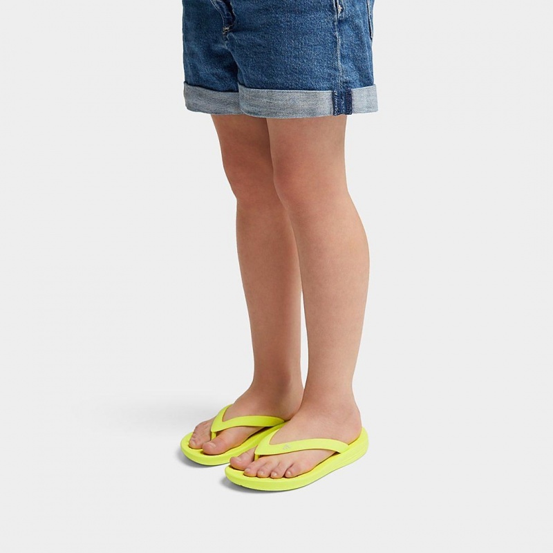 Kids' Fitflop Iqushion Rubber Flip Flops Yellow | IN-FGJBO7468