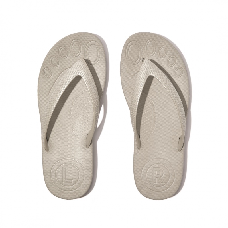 Kids' Fitflop Iqushion Rubber Flip Flops Silver | IN-FTWAI4071